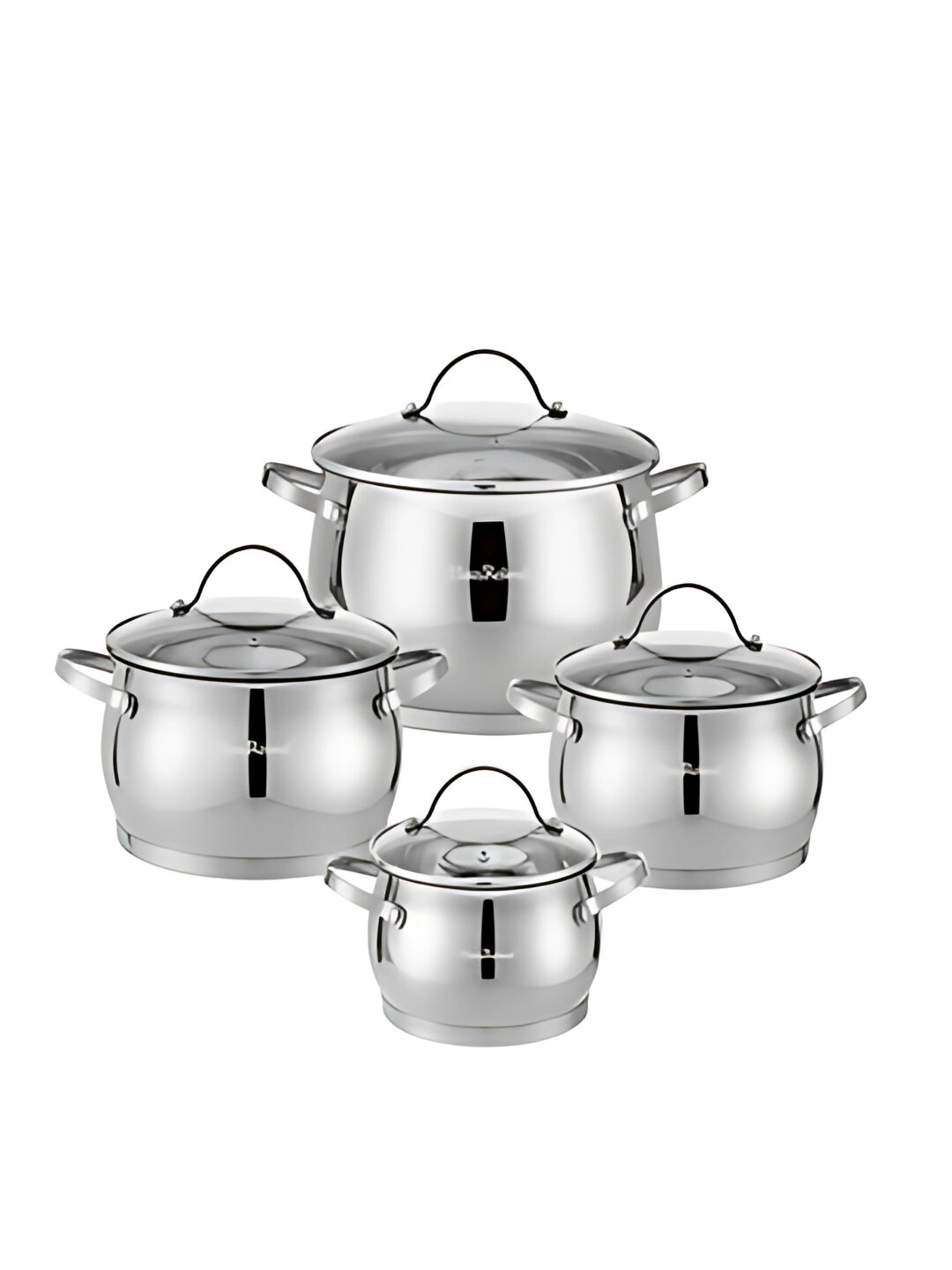 Hause Roland кухонный набор кастрюль из нержавейки – 4 предмета - Серый металлик