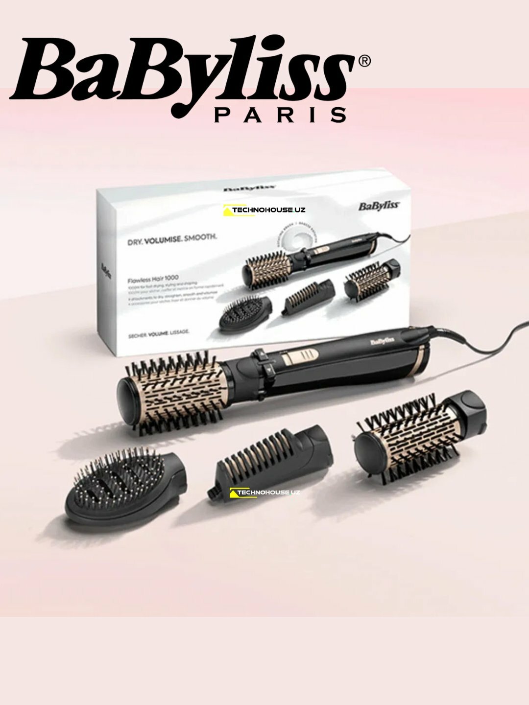 Фен-стайлер Babyliss AS964ROE, 1000Вт, 3 режима, 2 скорости, 4 насадки