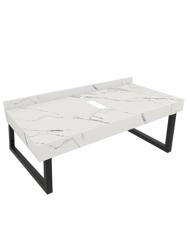 Столешница в ванную под раковину Teymi Helmi 100 белый мрамор с черными кронштейнами