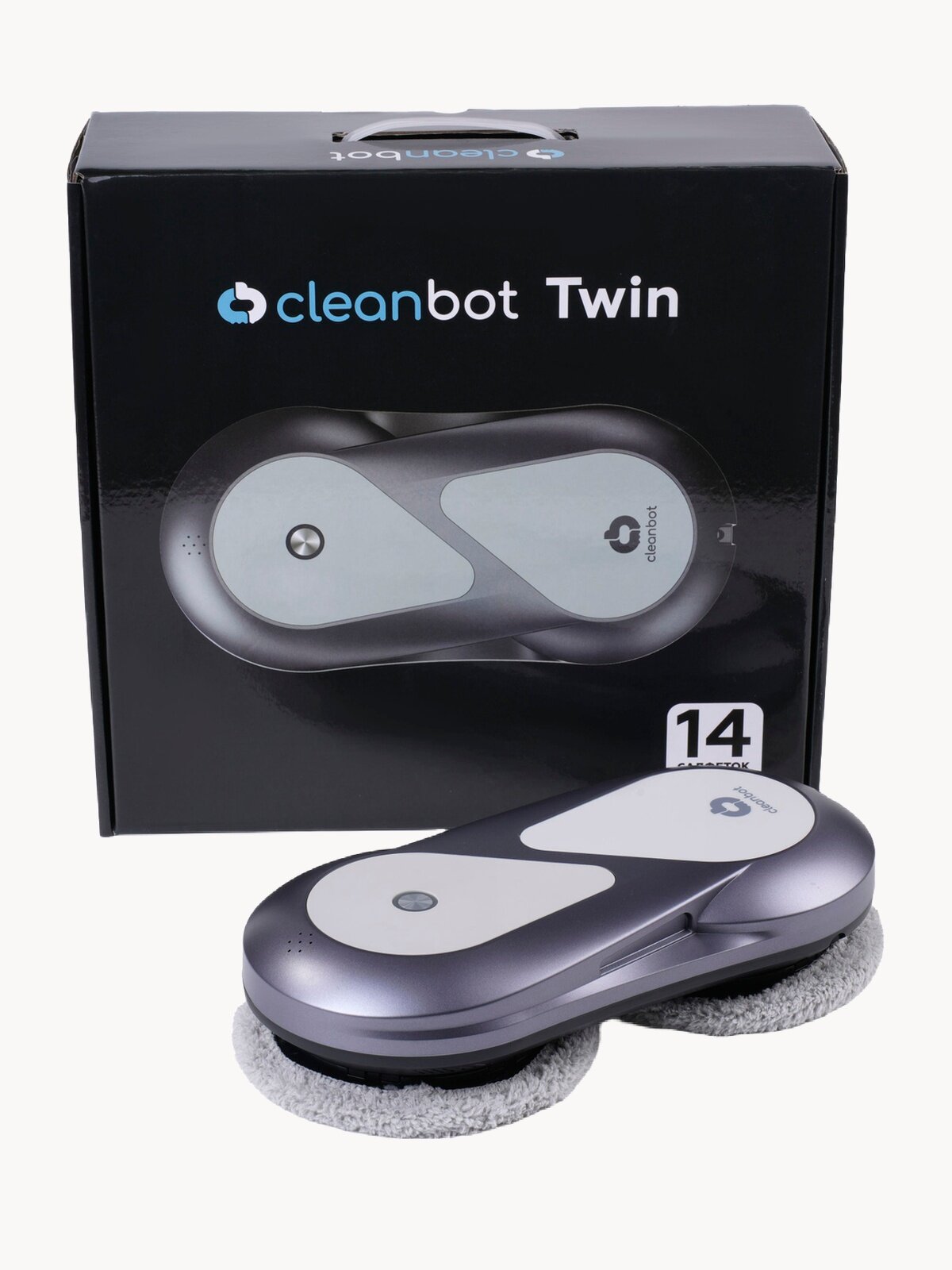 Робот мойщик окон с двойным распылением и голосовым помощником Cleanbot Twin, 14 салфеток