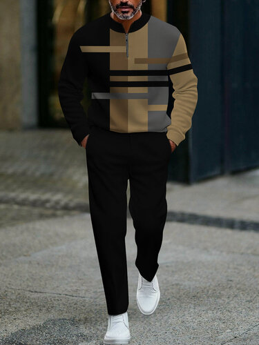 Изображение товара Мужской костюм с полумолнией, повседневный, универсальный, спортивный, осень/зима