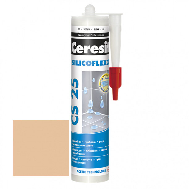 Силиконовая затирка Ceresit СS 25 карамель 280 мл