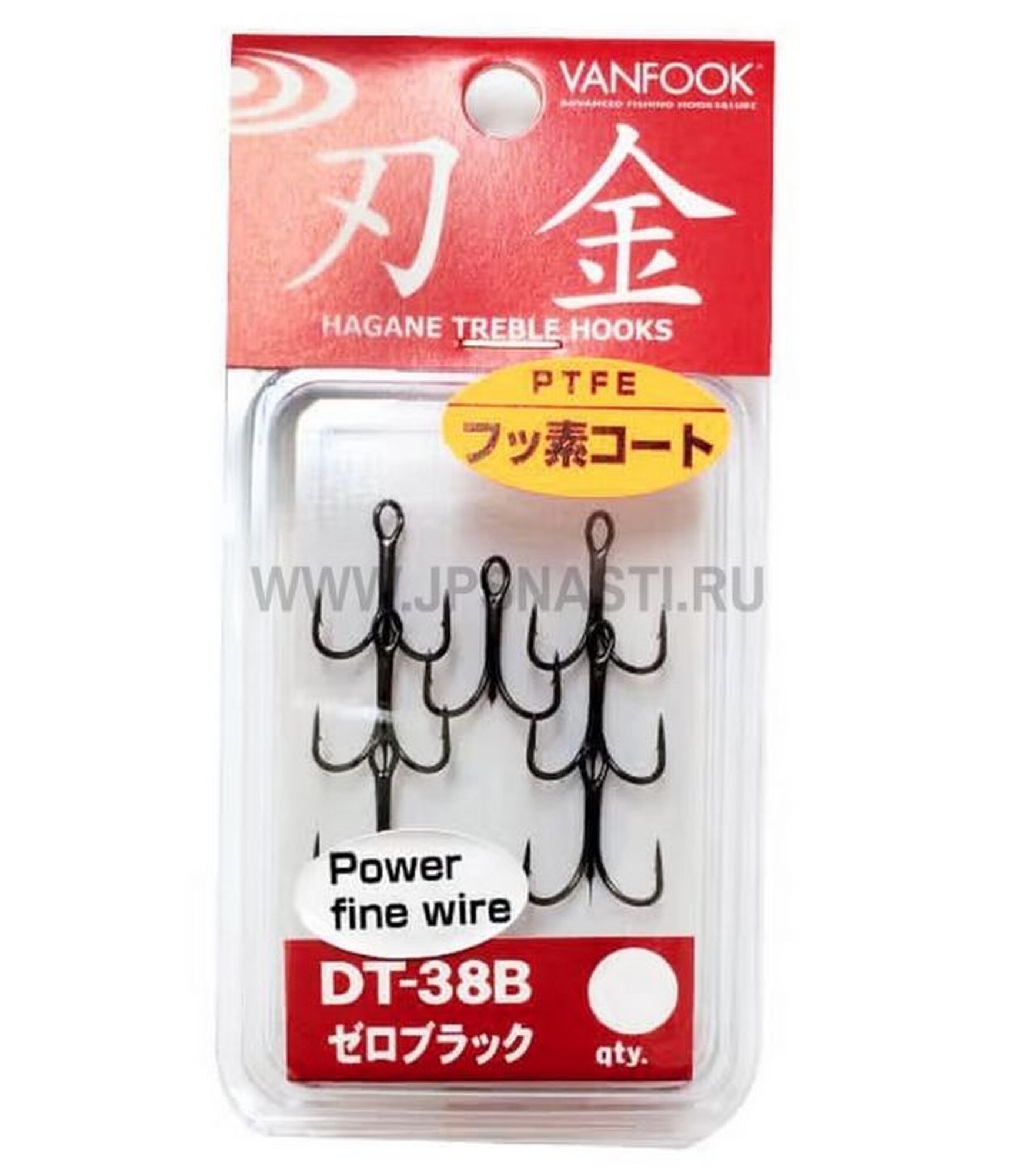 Тройные крючки для рыбалки Vanfook Strong Fine Treble Hook DT-38B, Fusso Black, #10 / Японские крючки Ванфук