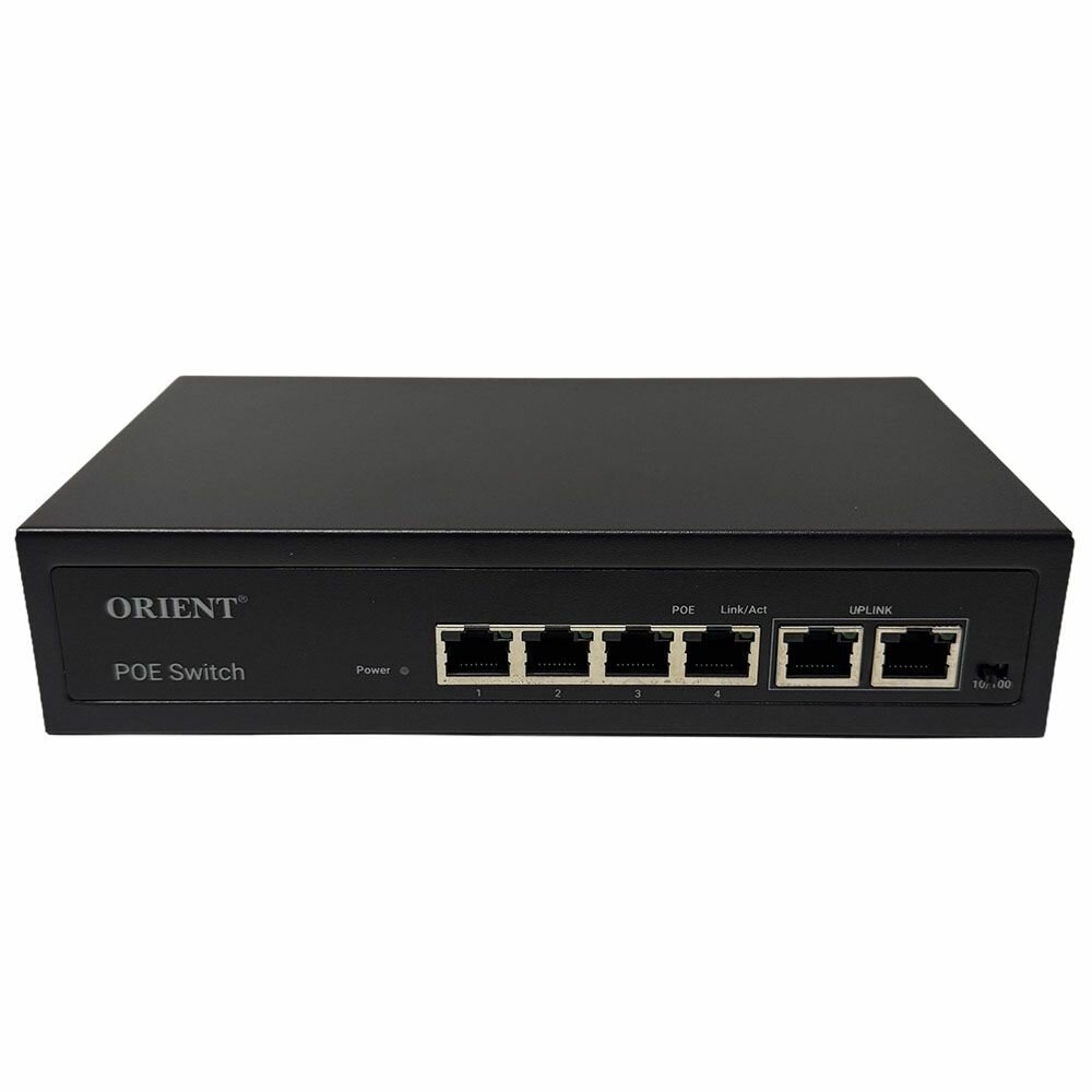 POE-коммутатор 4-канальный 2xRJ45 UPLINK, POE-A, 65Вт (ORIENT SWP-5504POE/2P PS)
