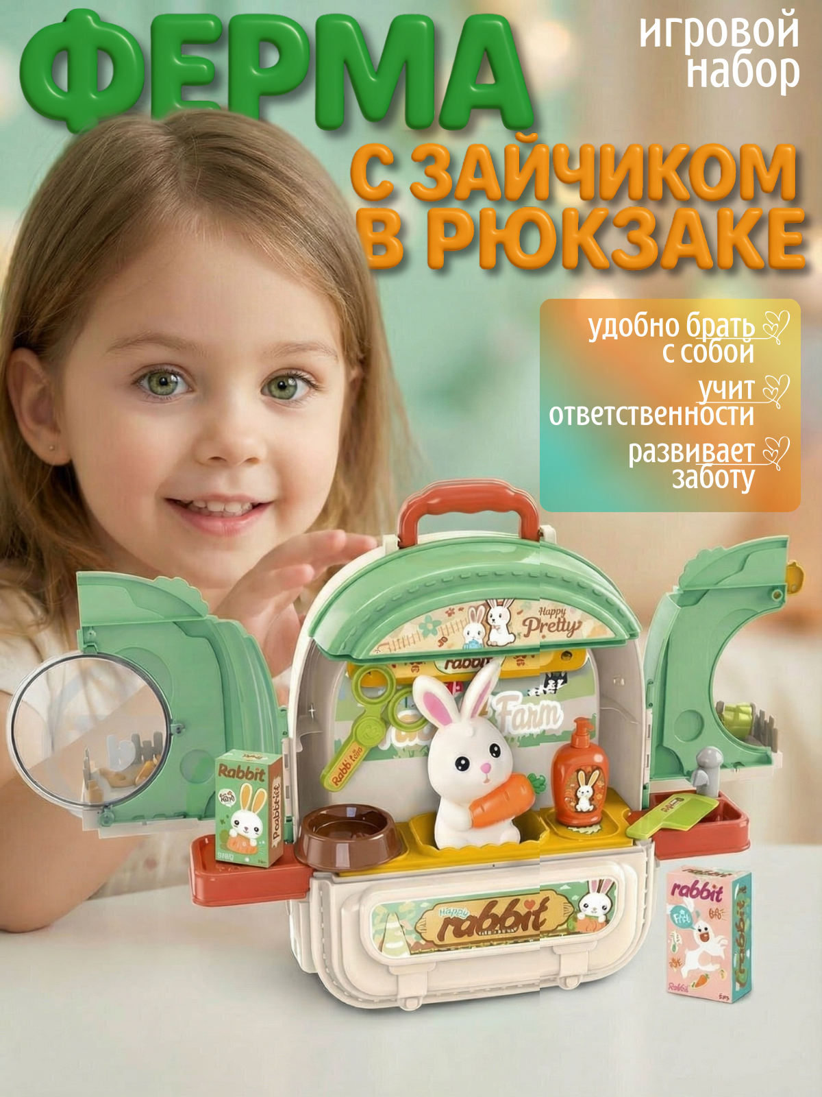 Набор питомец, Зайчик в рюкзаке