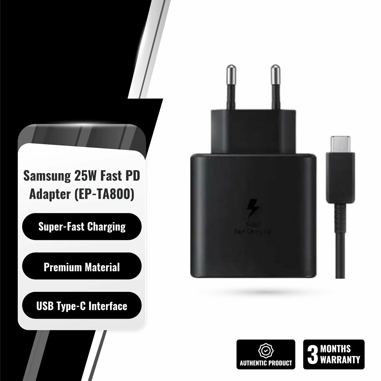 Зарядный адаптер Samsung 25W PD USB-C быстрая зарядка копия компактный и мощный