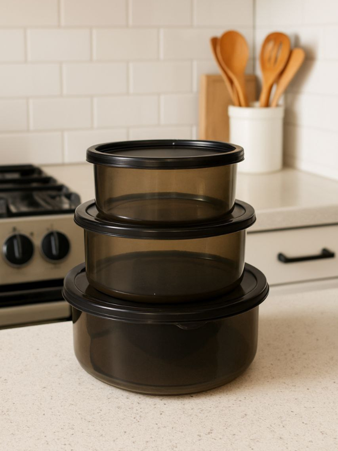 Набор пластиковых контейнеров удобен для повседневного использования. 0,75-1,5 и 3 литра.