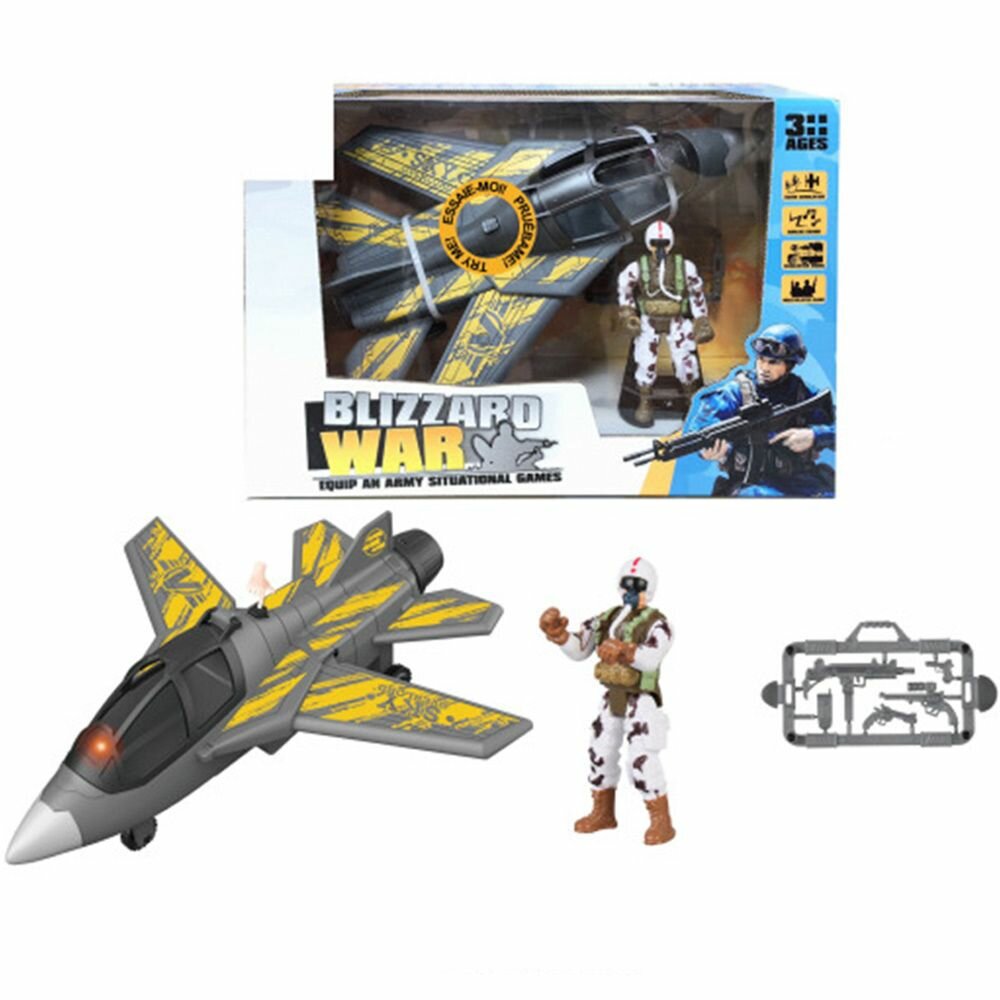 Игровой набор КНР "Военный", 6663B, самолет, солдат, аксессуары, в коробке