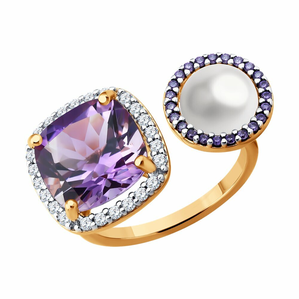 Кольцо SOKOLOV, серебро, 925 проба, золочение