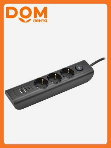 Изображение товара MODERN Удлинитель У03В с/з 2м 3х1мм2 16А/250В USBх3 чер. IEK