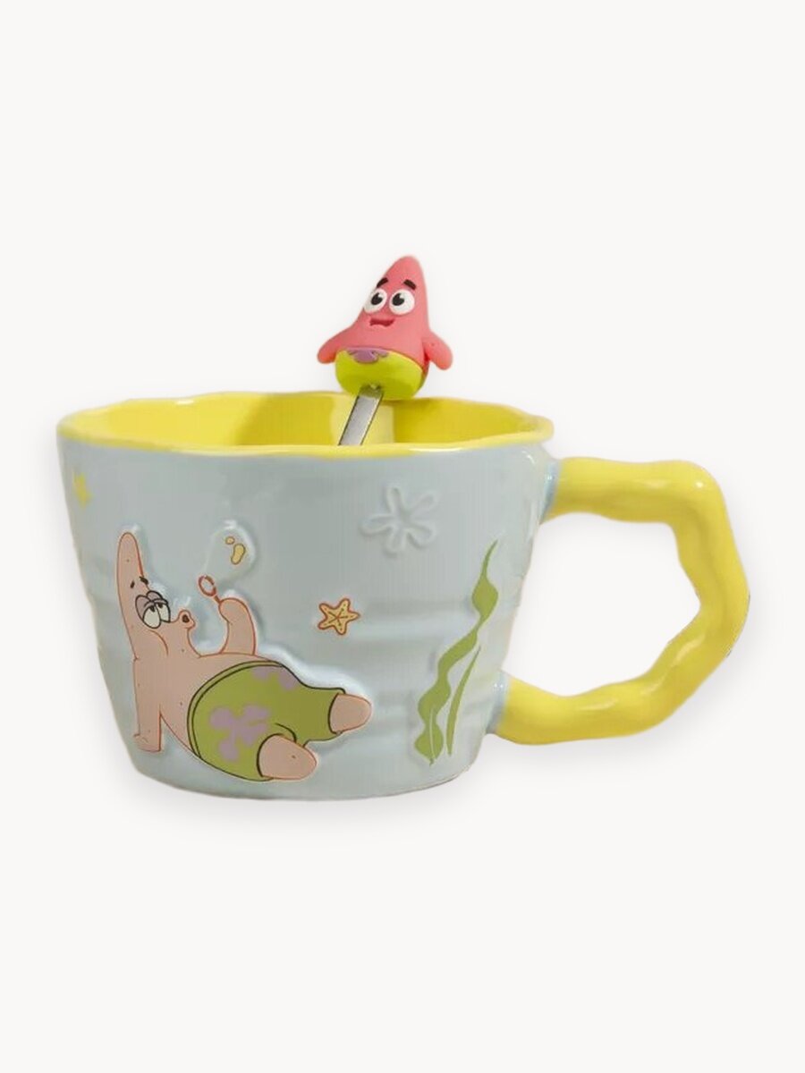 Кружка DB HOMME "Губка Боб", с ложкой, 400мл, керамика, для СВЧ, подарок