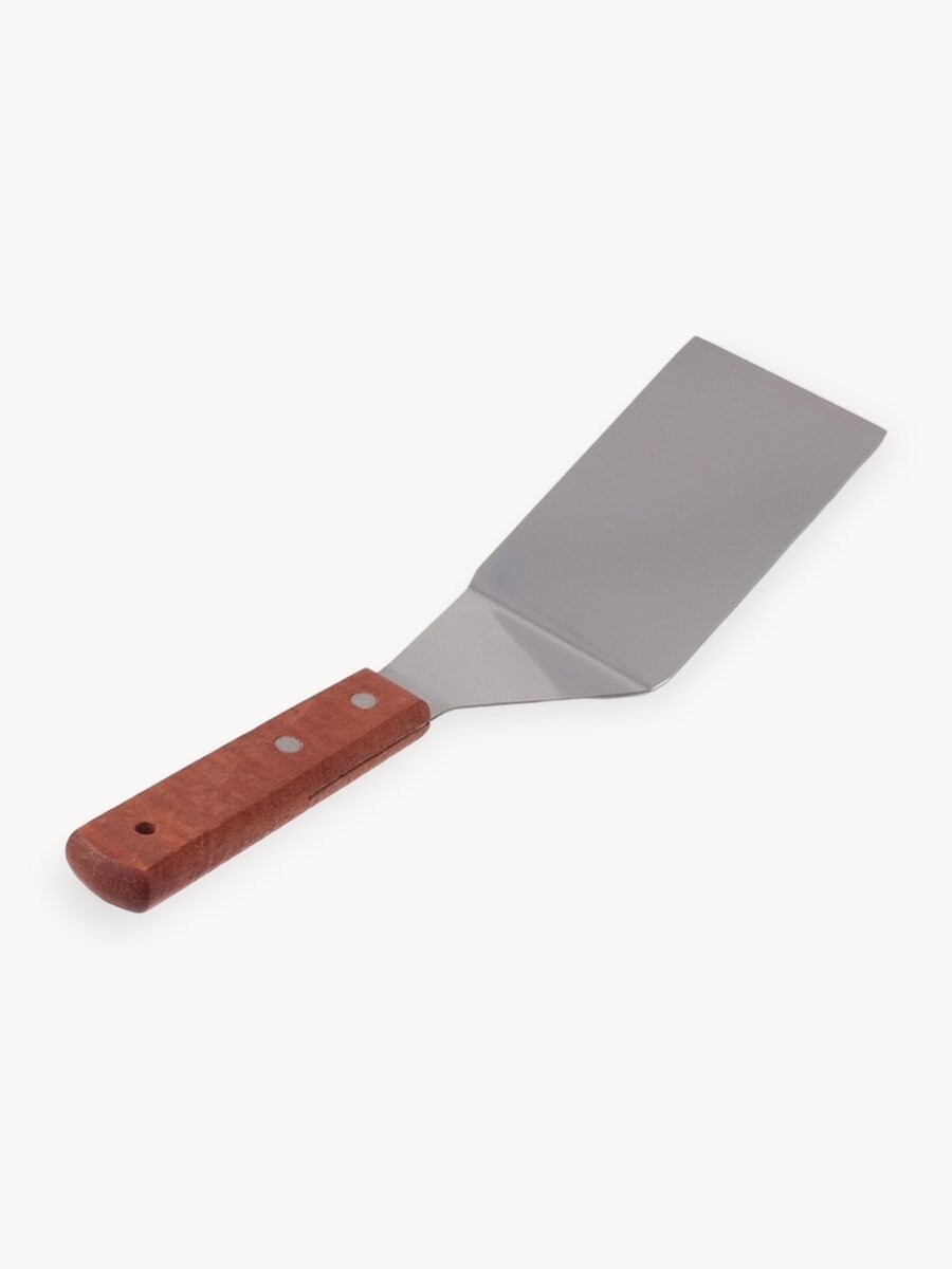 Лопатка кондитерская изогнутая, 30×7 см, нержавеющая сталь, деревянная ручка