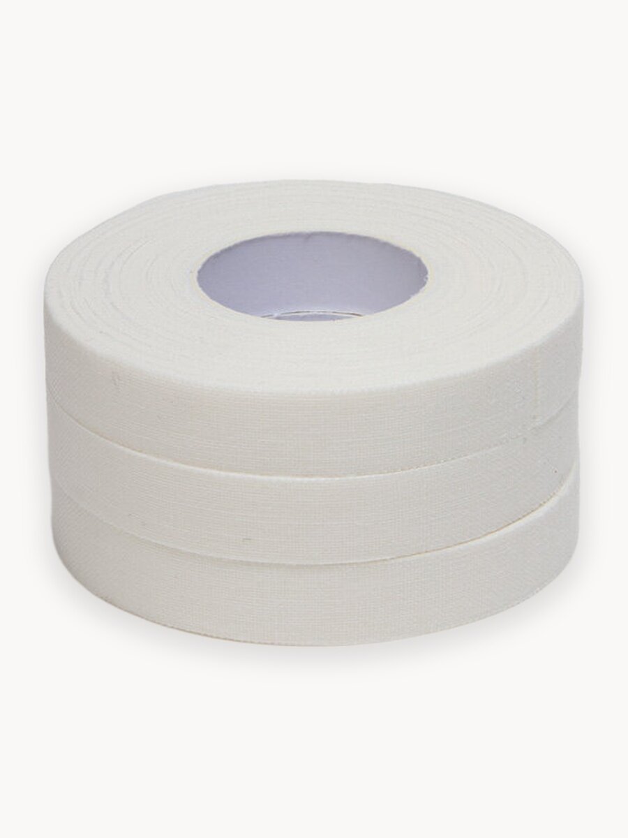 Спортивный бинт Kinexib Sport tape, для жесткой фиксации, неэластичный 9.1м*1см(3 штуки), белый