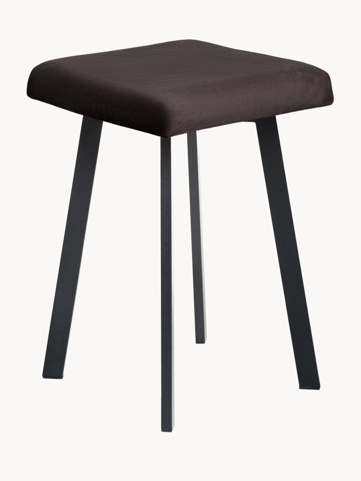 Чехол на табурет квадратный, искусственный велюр, коричневый, резинка по периметру, 2 шт.