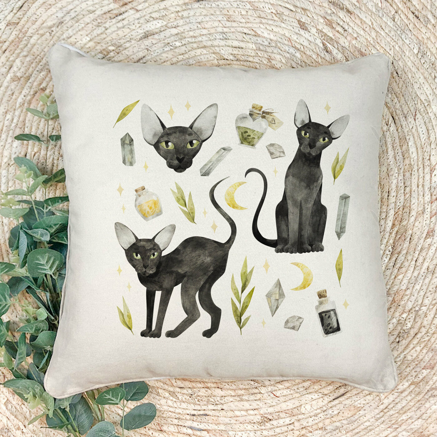 Наволочка для декоративной подушки Gerasim "Фамильяр ведьмы", 41х41 см, эко-ткань хлопок/полиэфир