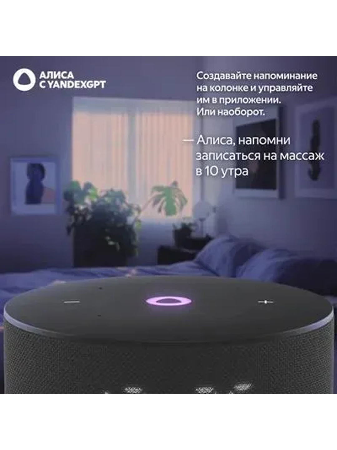 Умная колонка Яндекс Станция Mini 3 black, 12Вт, поддержка потоковых сервисов, управление голосом — фото 1
