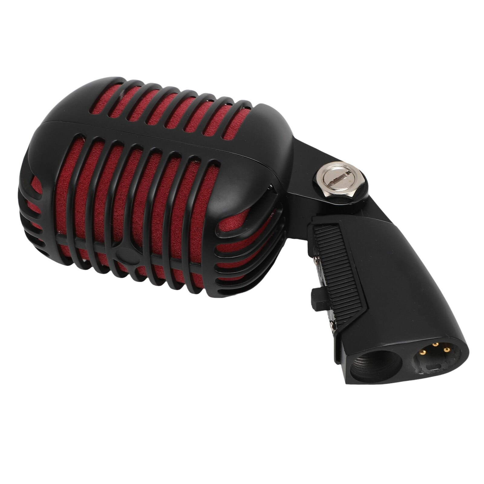 Винтажный микрофон из цинкового сплава, динамический вокальный микрофон для КТВ, самонатягивающаяся вращающаяся стойка в стиле ретро, черный, конструкция из цинкового сплава, прочный и долговечный