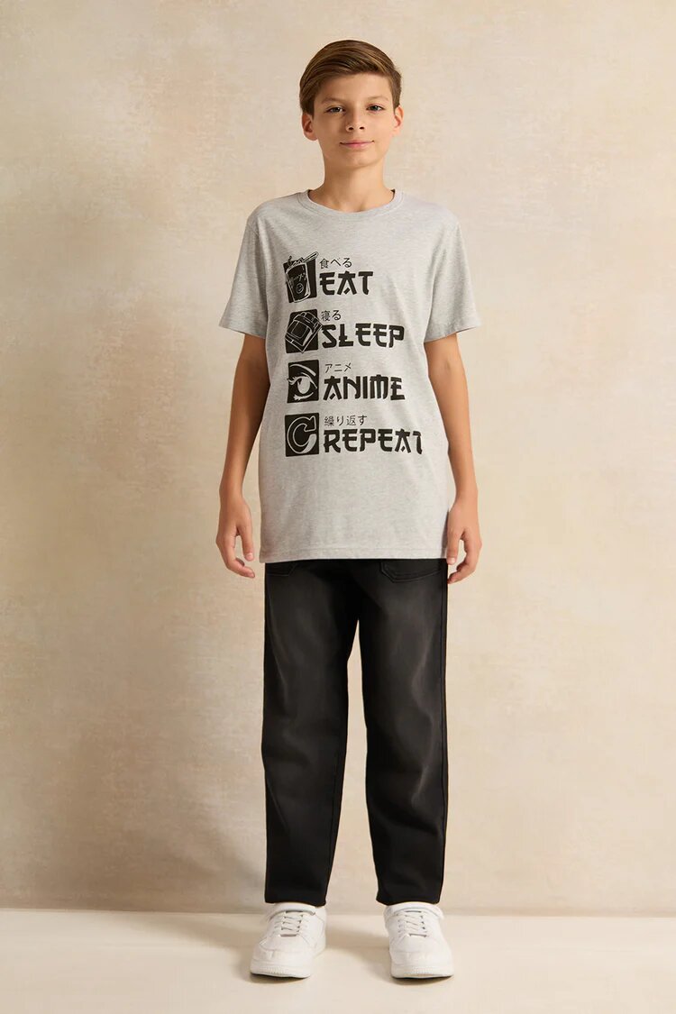 Футболка REDTAG, размер 13-14 лет, серый — фото 1