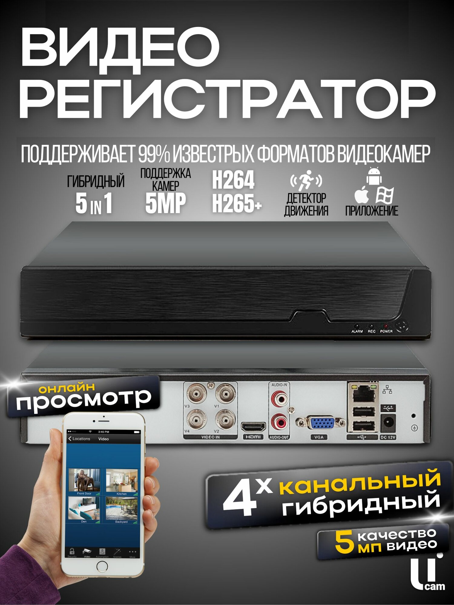Видеорегистратор для видеонаблюдения 4 канала Ucam
