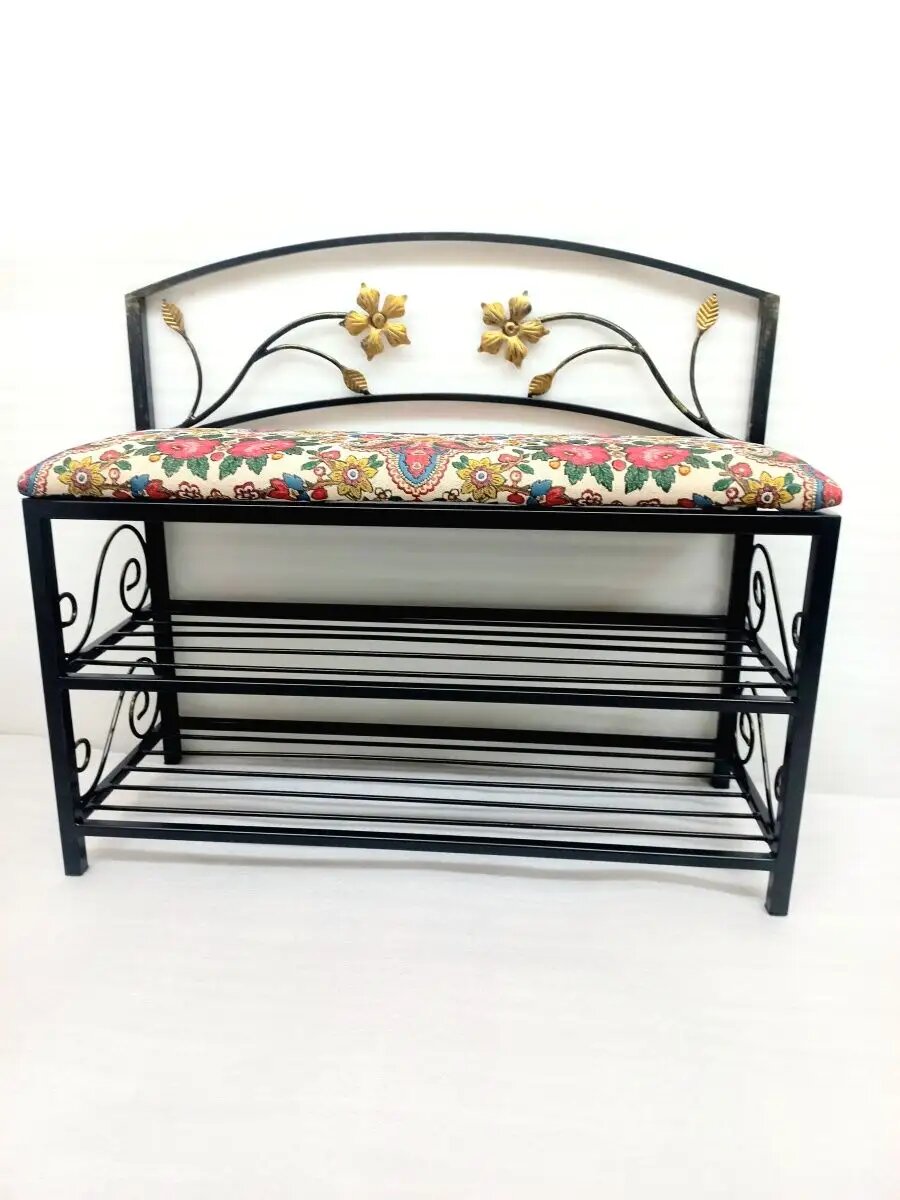 Кованая банкетка №04, Студия кованой мебели Нива, цвет красновато-бордовый — фото 1