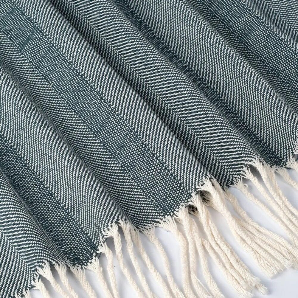 Плед IKEA GERHILD, хлопок, геометрический рисунок, синий, 130x170 см — фото 1