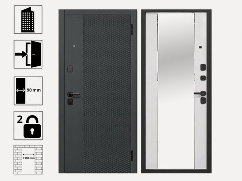 Изображение товара Входная дверь Ferroni "Флорида", с зеркалом, МДФ, 860х2050 мм