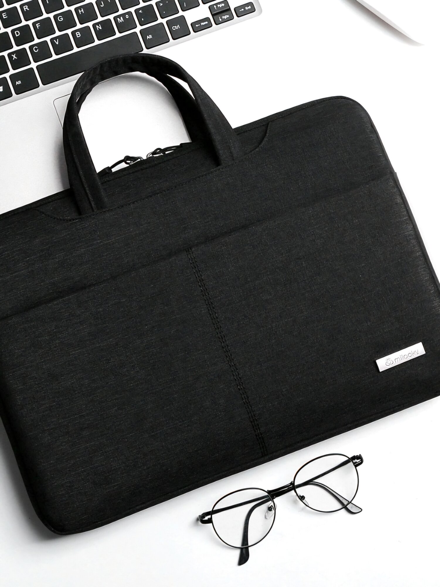 Сумка Milooky, для ноутбука, внешнее отделение, плечевой ремень, черный — фото 1
