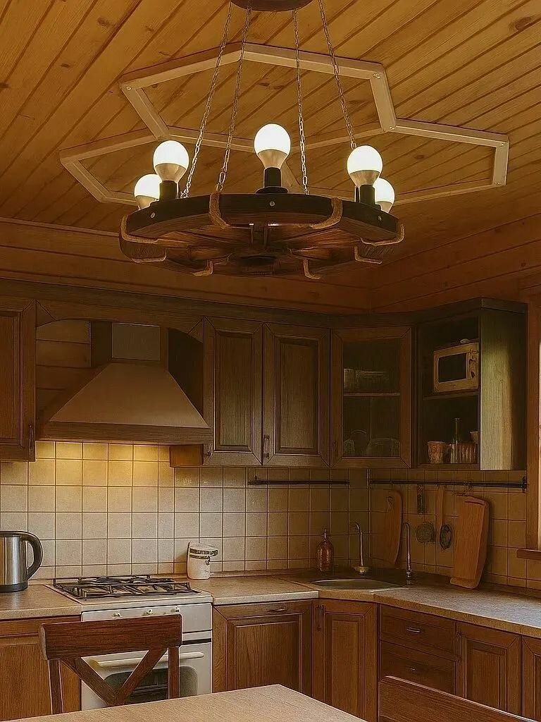 Люстра "Темный орех", для кафе, ресторанов и гостиной, E27, 10 Вт