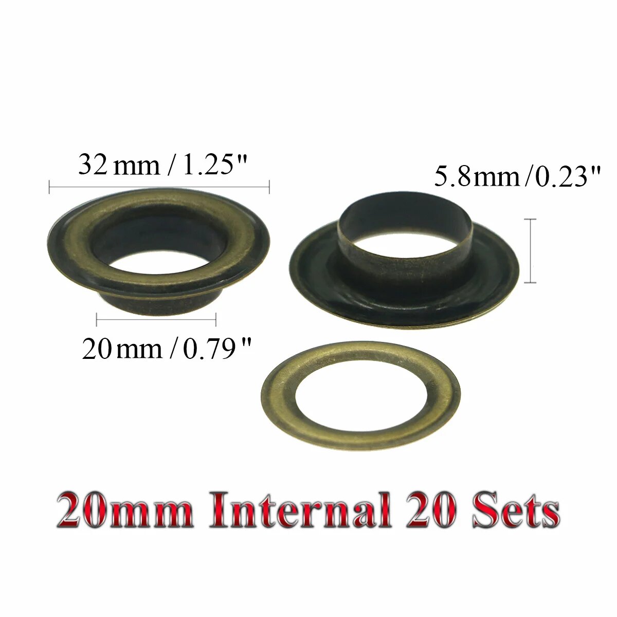 Бронзовые медные люверсы 3-30 мм 20mm ID 20 sets