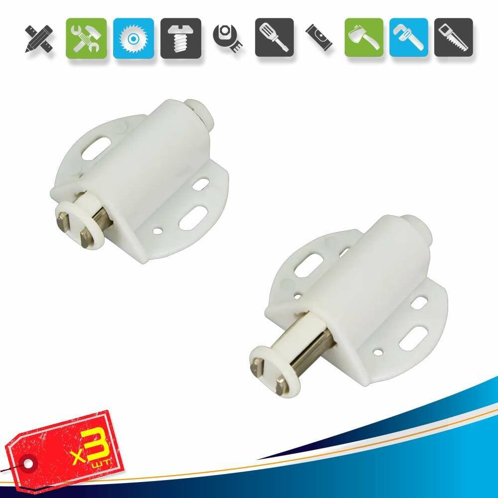 (3шт) х Держатель магнитный MH01 41.8x46.5 мм ПВХ для одного стеклянного фасада цвет белый 2 шт.