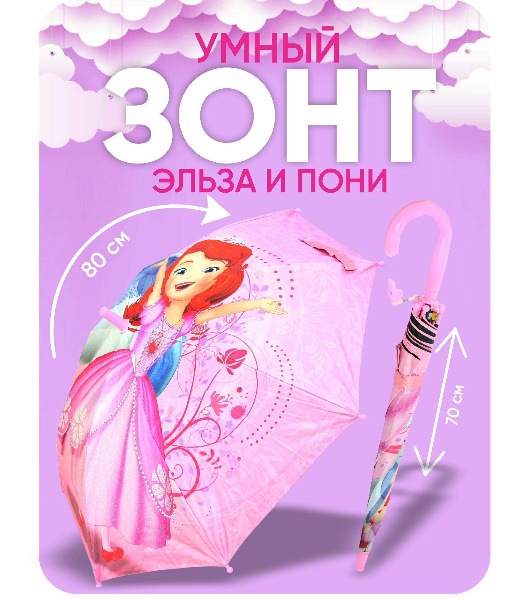 Зонт-трость , розовый