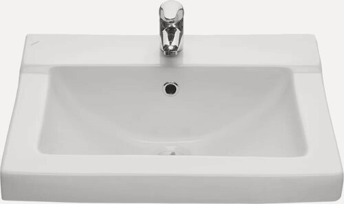 Изображение товара Раковина подвесная Santeri Орион 1.3110.8. S00.11B.0 57 фарфоровая, раковина для ванной, белая, прямоугольная, со встроенным сливом-переливом