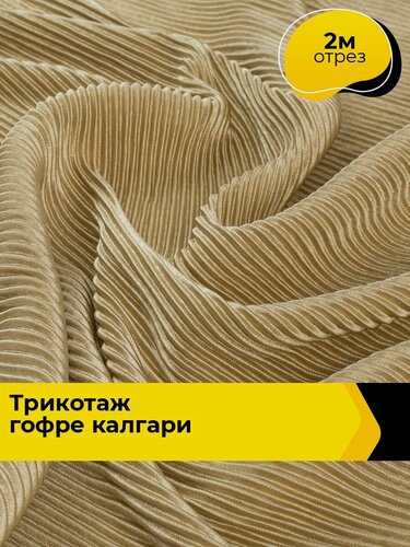 Изображение товара Ткань для шитья и рукоделия Трикотаж гофре "Калгари", отрез 2 м * 147 см, цвет бежевый