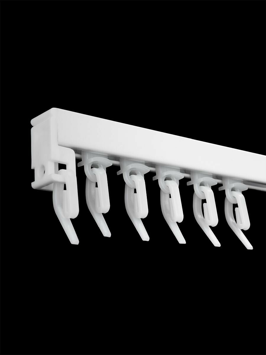 Карниз для штор однорядный потолочный 120 см "Барселона" OLEXDECO прямой с бегунком белый