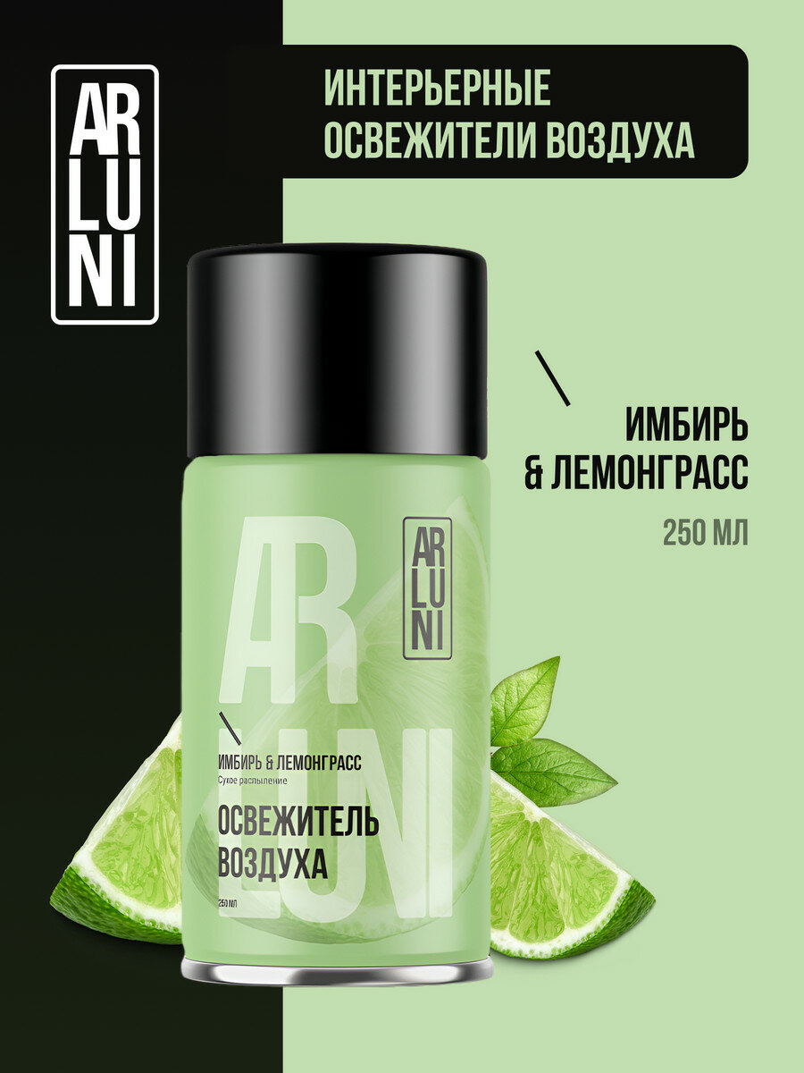Arluni Освежитель воздуха имбирь, лемонграсс, сменный аэрозольный баллон, 250 мл