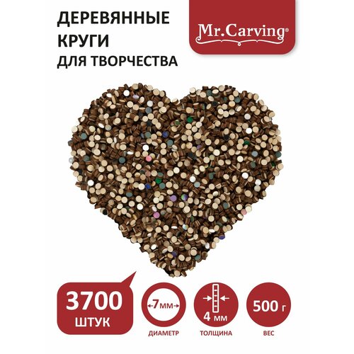 фото Деревянные круги заготовки из дерева 7 мм mr. carving мпбо-02 цветное конфетти