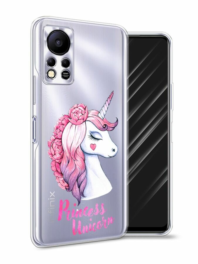 Чехол на Infinix HOT 11S NFC / Инфиникс Хот 11S NFC с принтом Princess Unicorn, прозрачный