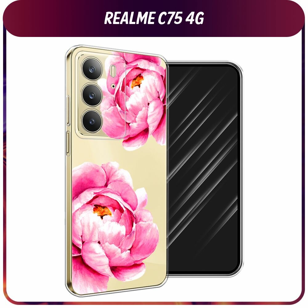 Чехол на Realme C75 4G / Реалми C75 4G с принтом "Open peonies", прозрачный