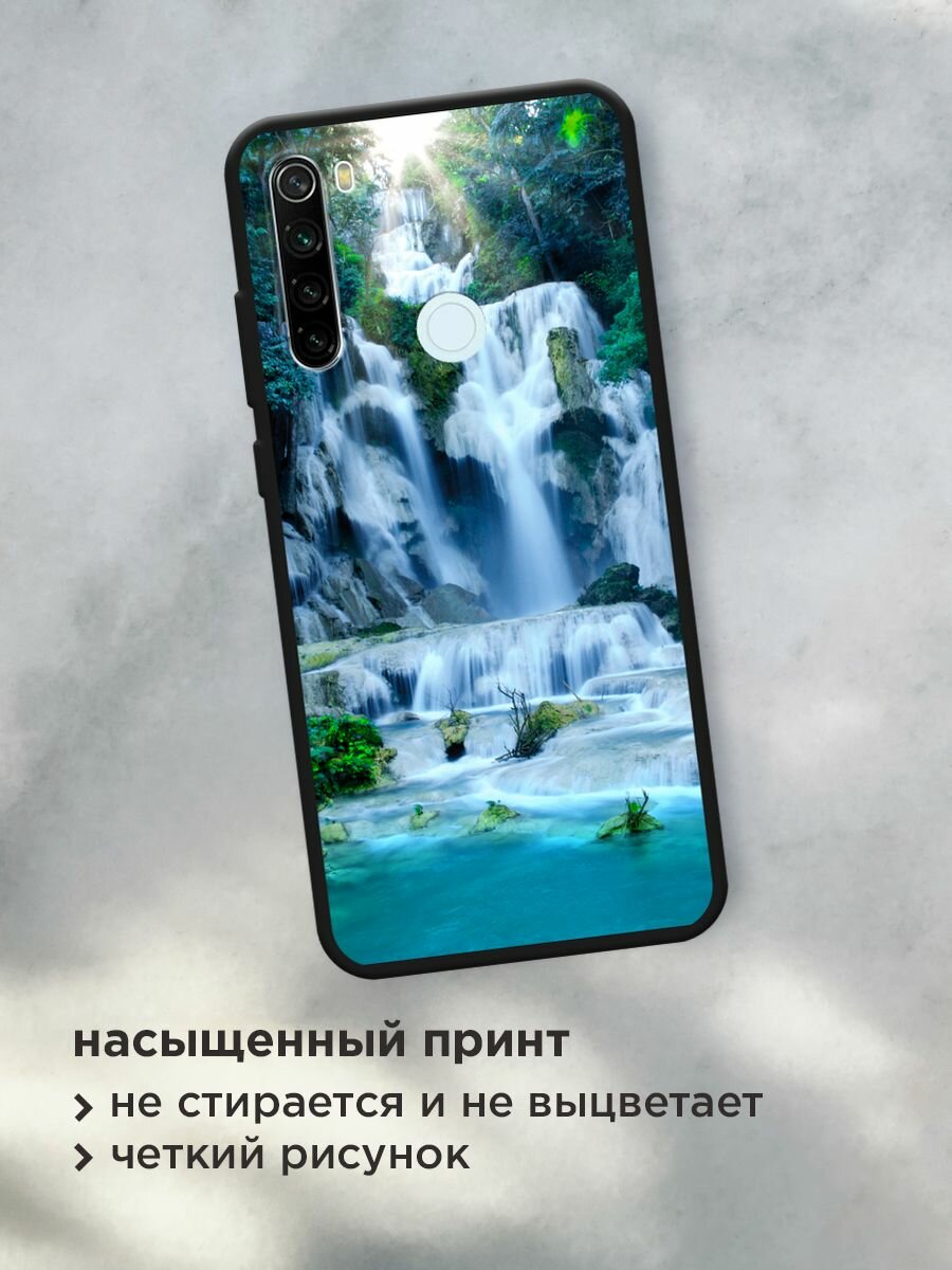 Черный матовый чехол на Xiaomi Redmi Note 8T / Сяоми Редми Нот 8Т с принтом "Водопад 8" — фото 1