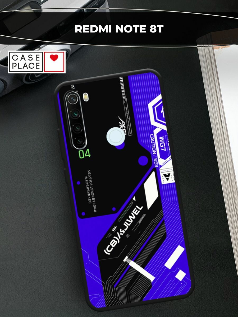 Черный матовый чехол на Xiaomi Redmi Note 8T / Сяоми Редми Нот 8Т с принтом "Неоновый киберпанк"