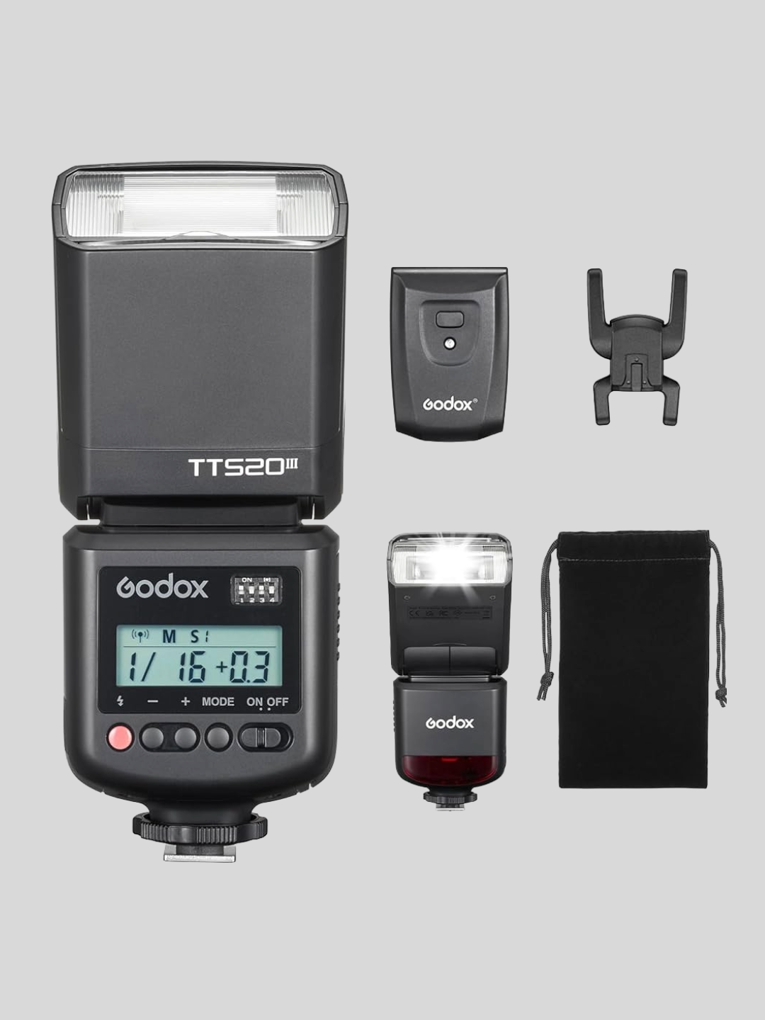 Godox TT520III — универсальная накамерная вспышка, GN33, 433 MHz, ручной режим, S1/S2, поворотная голова