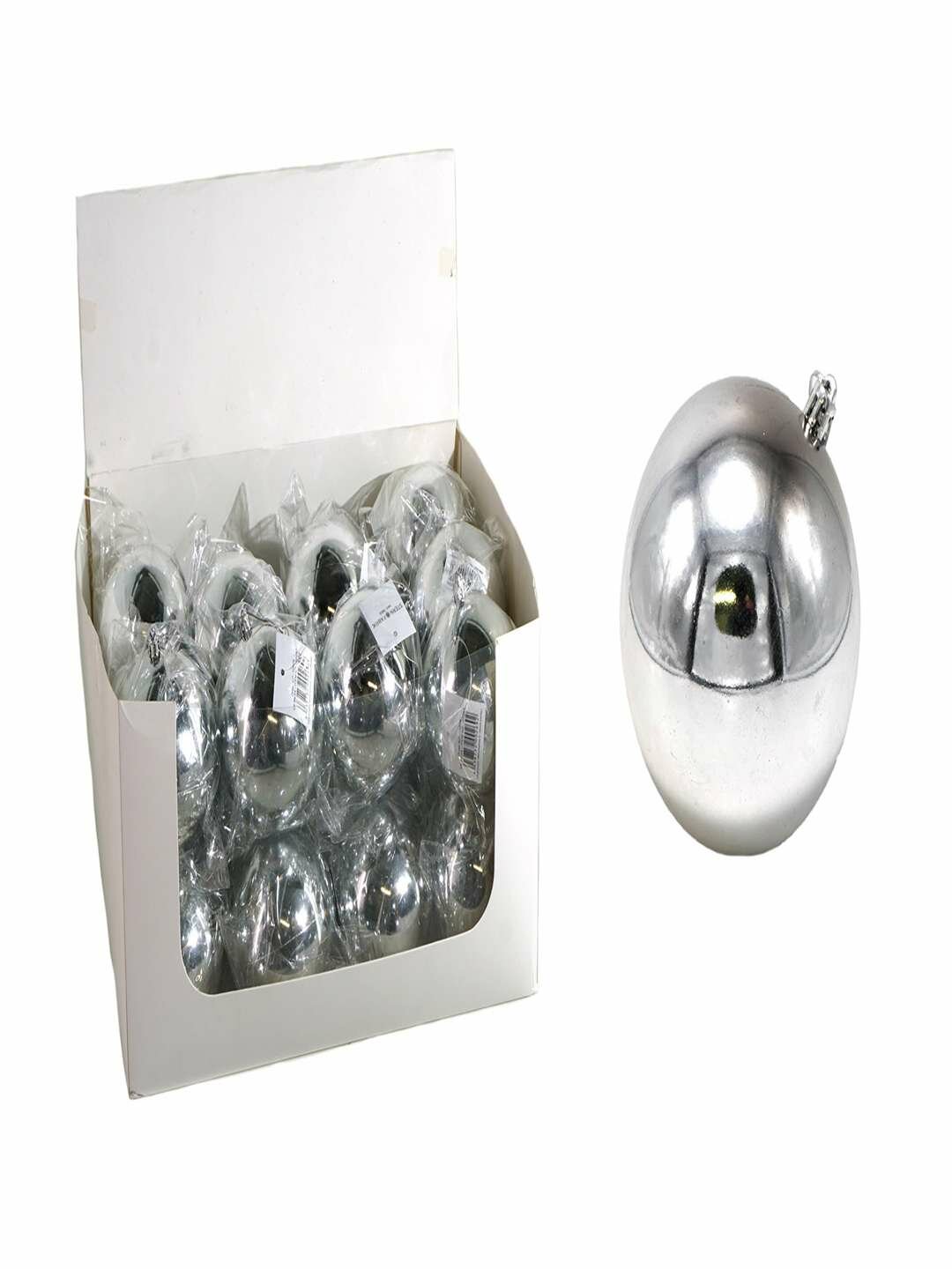 Глянцевый праздничный ёлочный шар «Сияние зимы» — 1 шт, яркий и стильный декор,20см.