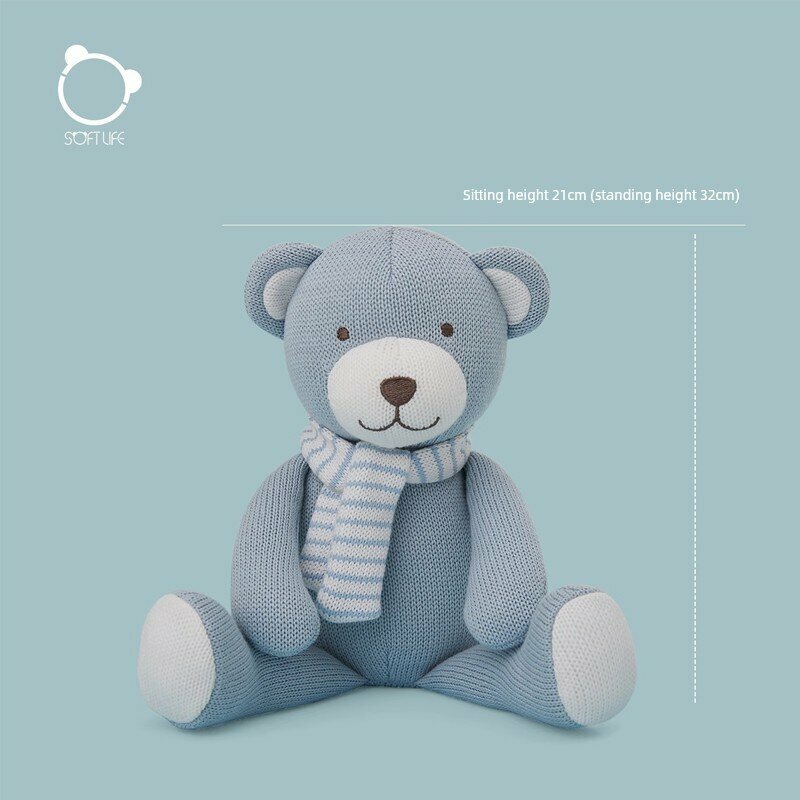 Синий мягкий медвежонок Softlife для малышей, маленький размер, высота 30 см, подходит для детей 0-6 лет