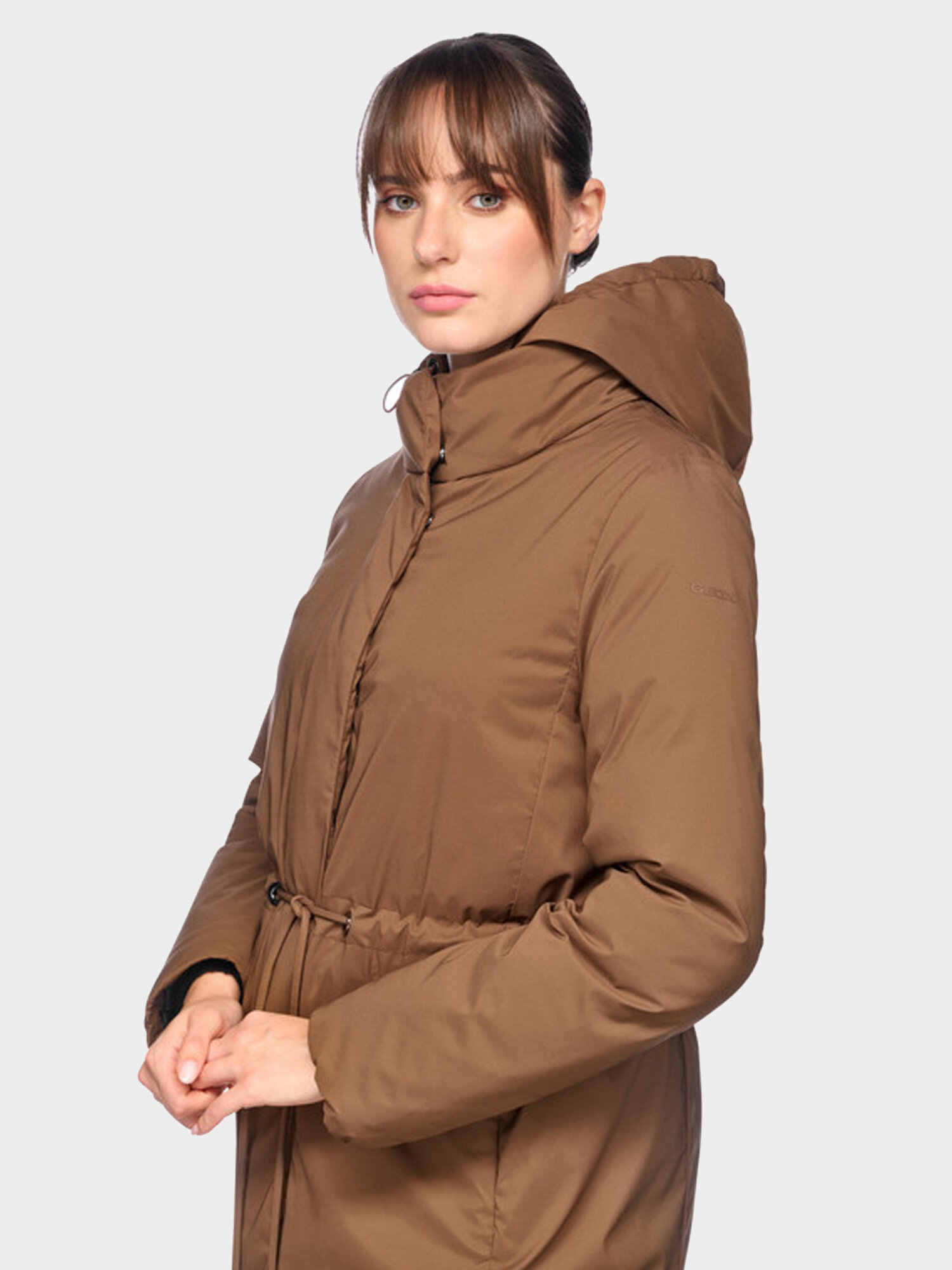 Пуховик GEOX TRAVEL-COLLECTION, размер 48 RU, коричневый — фото 1