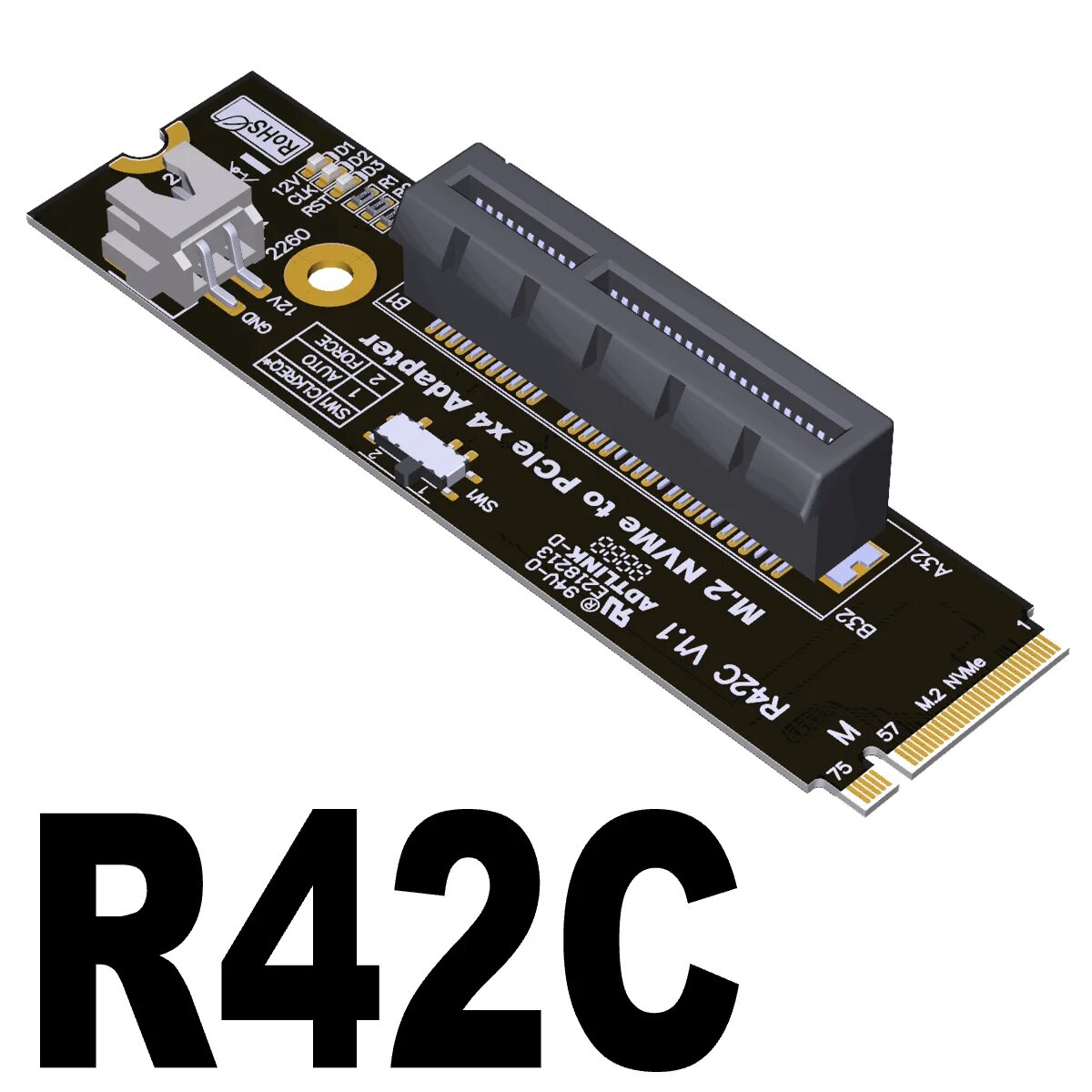 ADTLink R42A/R42C/R43B/R43C M.2 NVMe к PCIe x4x16 адаптер R42C