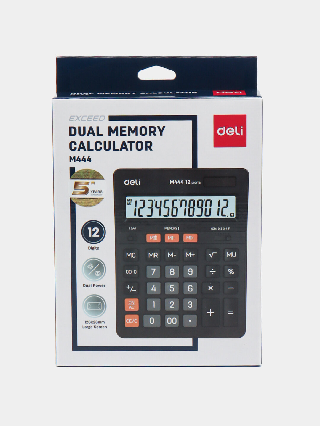 Deli M444 – 12-разрядный настольный калькулятор с большим 12-разрядным экраном и двойной системой питания