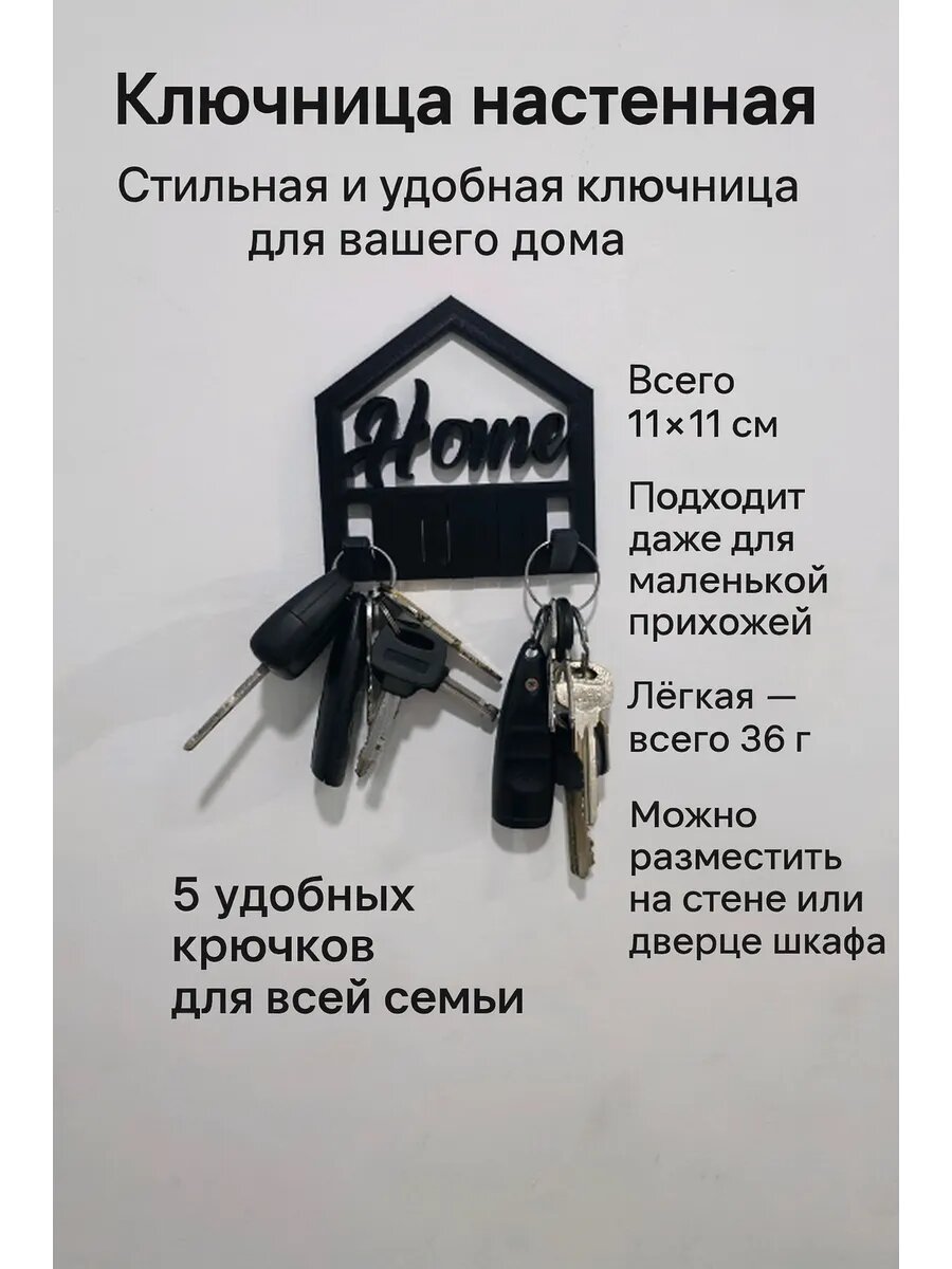 Держатель для ключей, черный, функциональный и стильный в интерьере