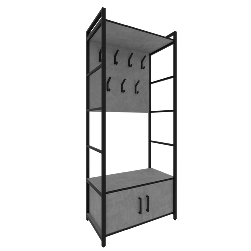 фото Стеллаж с крючками микс для прихожей 80 см, вулканический серый make mebel