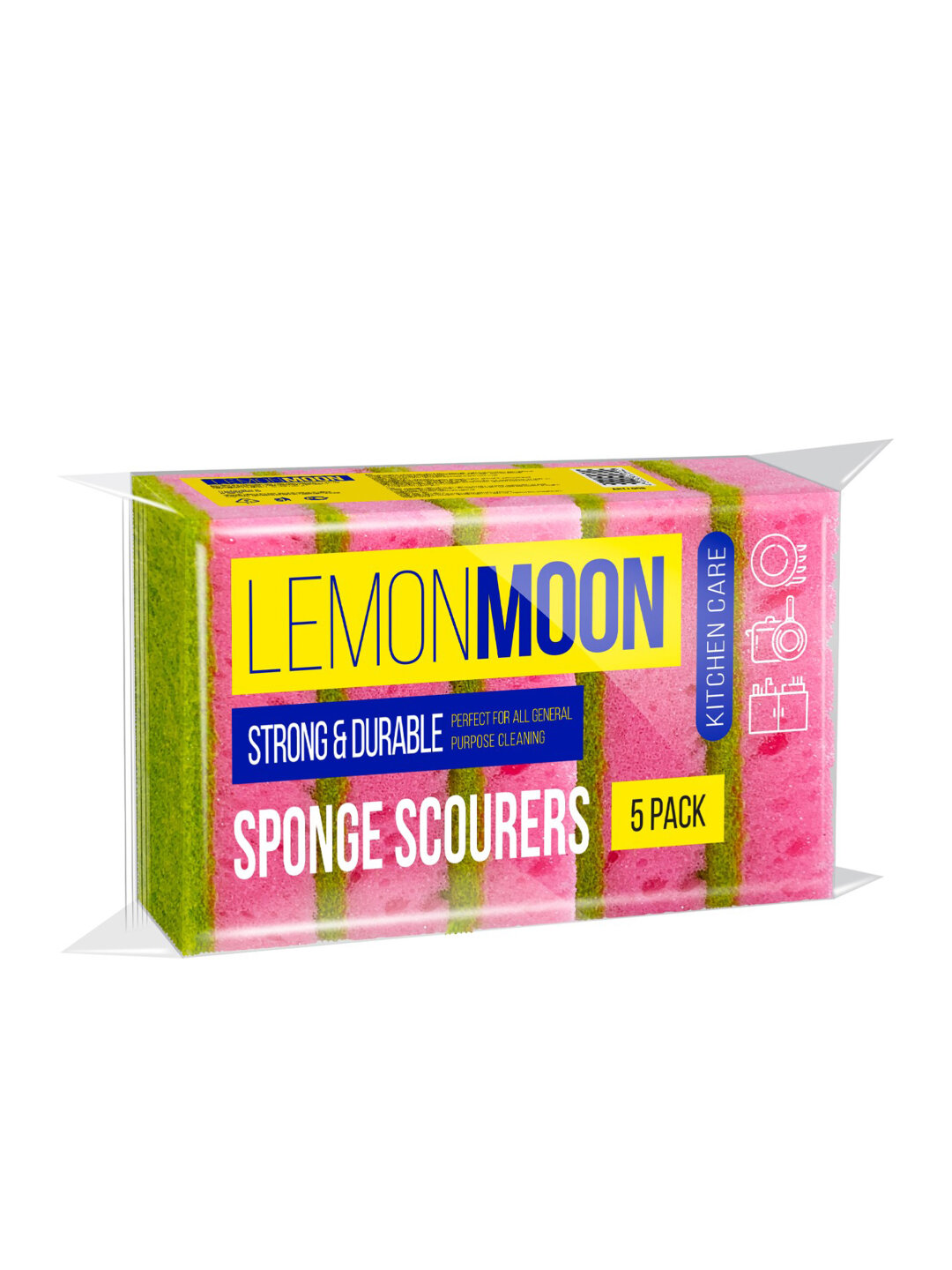 Губки для посуды LEMON MOON Strong&Durable, поролоновые, 5 шт — фото 1