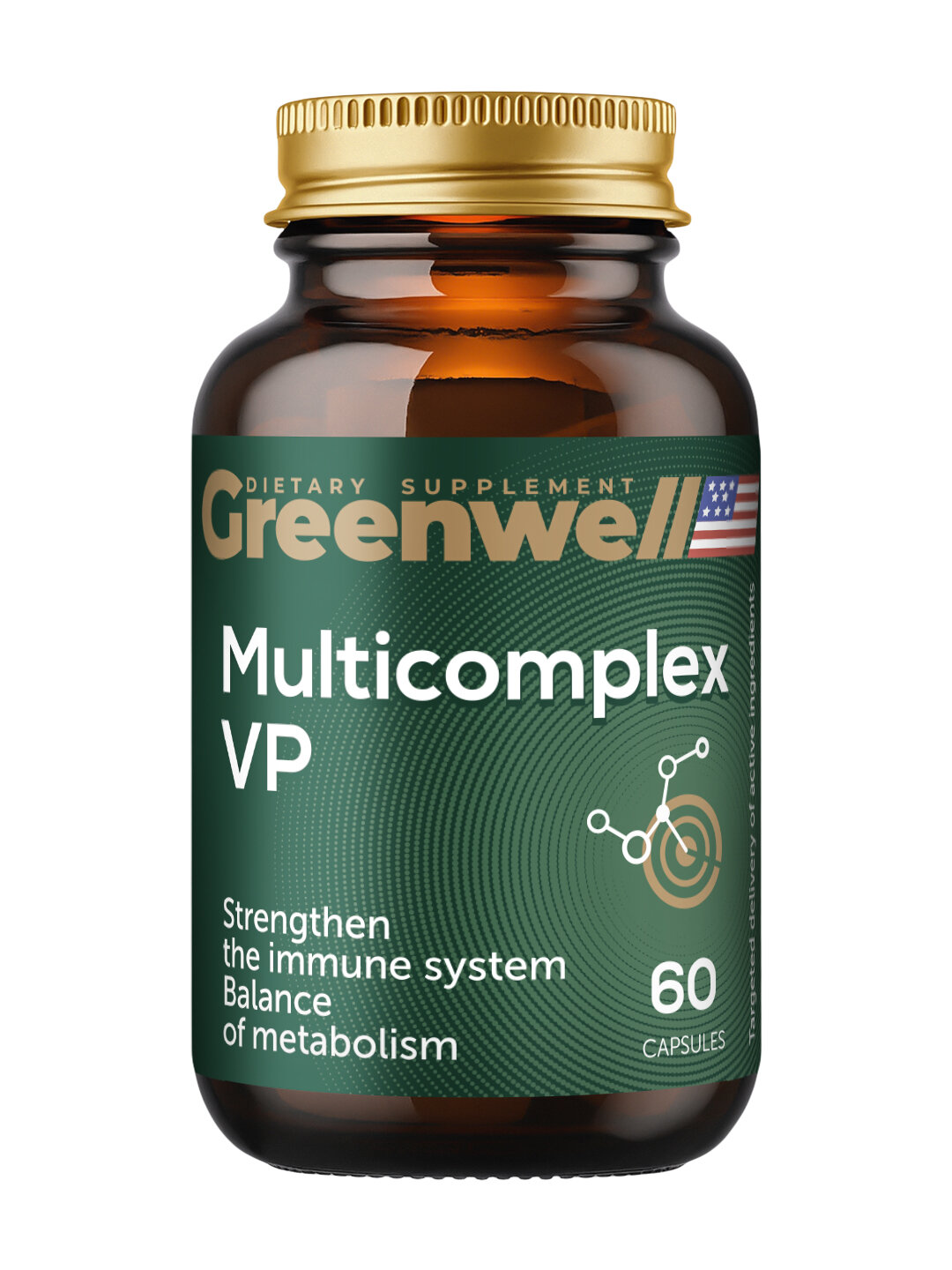 Мультикомплекс, комплекс витаминов и минералов для энергии, иммунитета, 60 капсул, Greenwell